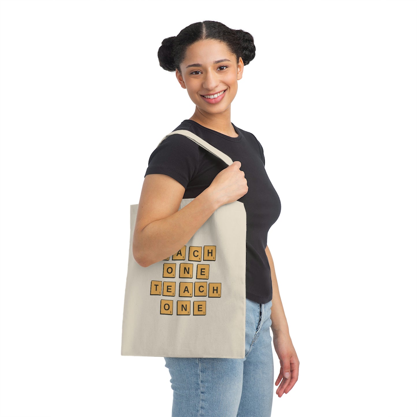 Religious Tote Bag -Each One Teach One, Educational inspirational tote bag gift for Bible students, Pastors and Church members, friends and family motivational tote bag