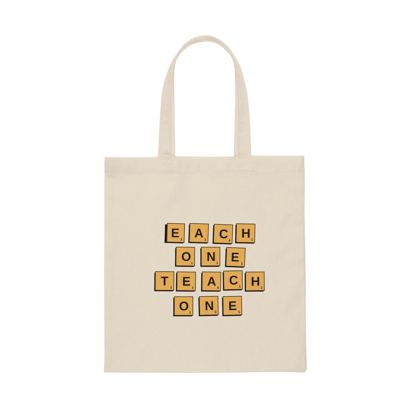 canvas tote bag reads "Each one teach one" *** See Matching Mug, perfect gift for teachers, student gift bag, Bible teacher tote bag, Mother's Day gift tote, Father's day gift tote bag. Tote bag for Christians. Gift tote bag for educators. This personalized canvas bag would be an excellent addition to your bag collection.