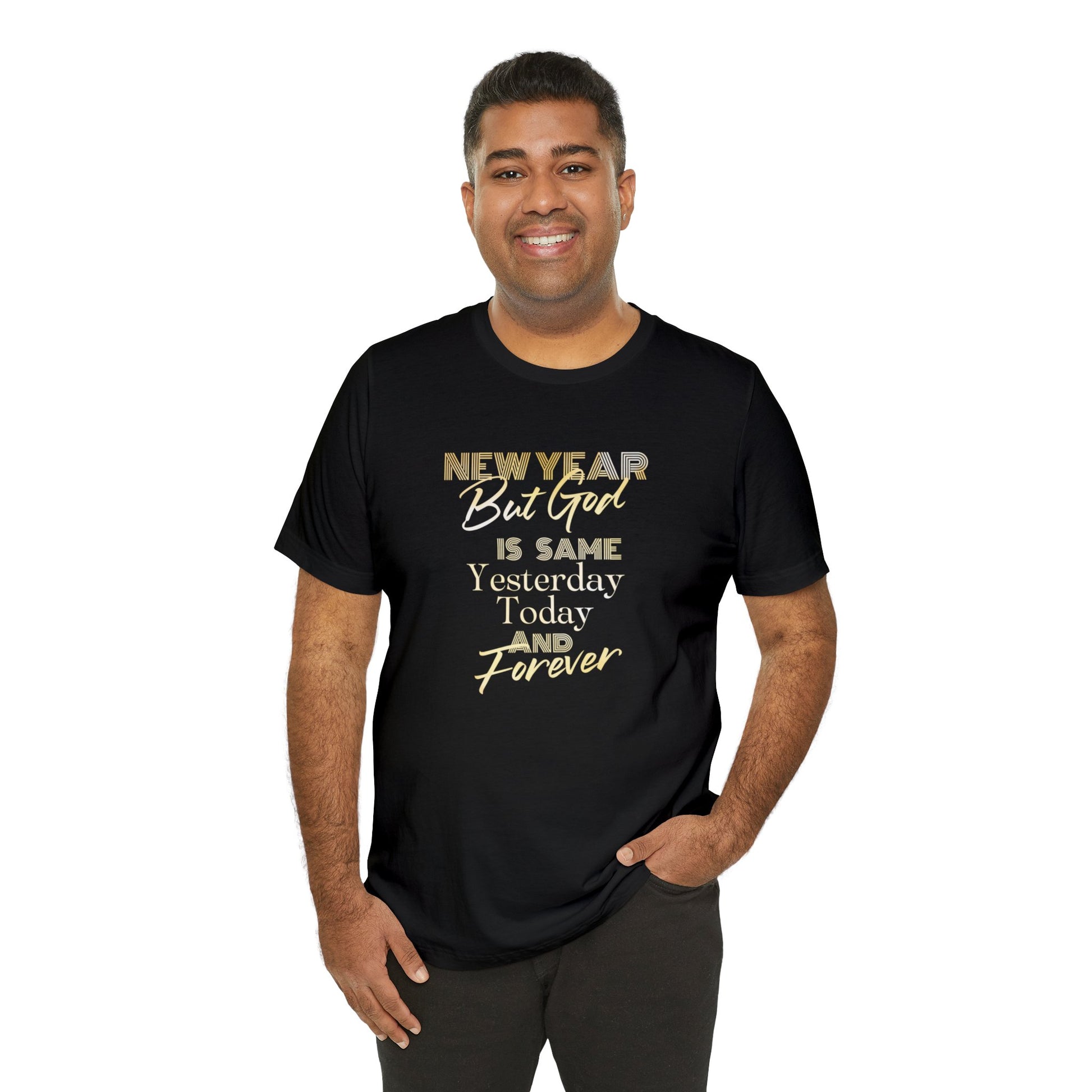 smiling man wearing tshirt that reads-New Years Christian tee, Religious tee, Bible gift, Scripture shirt, month of Abib party tee, Passover tshirt