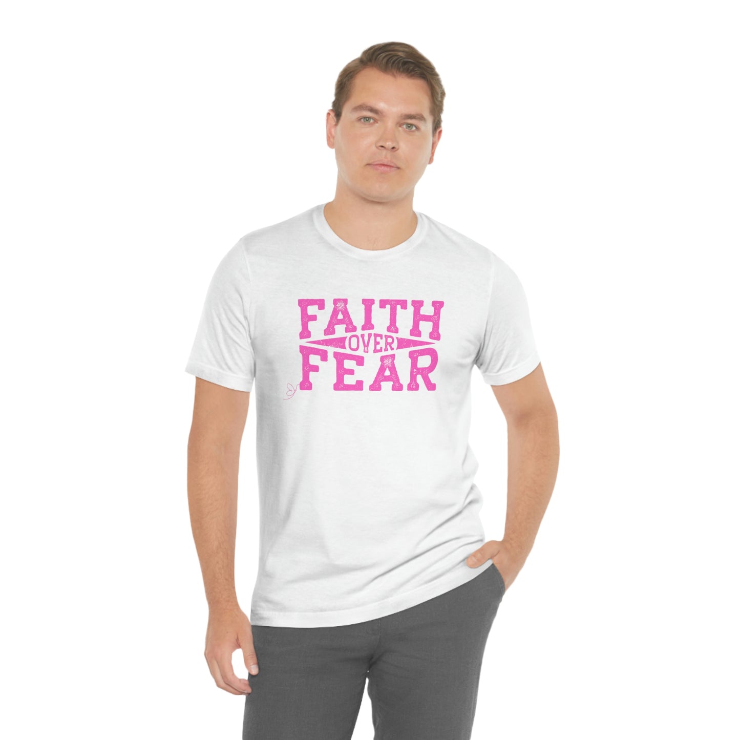 Faith over Fear (pink) Religious tshirt, teacher gift, gift for nurses, healthcare workers gift, Christian tee