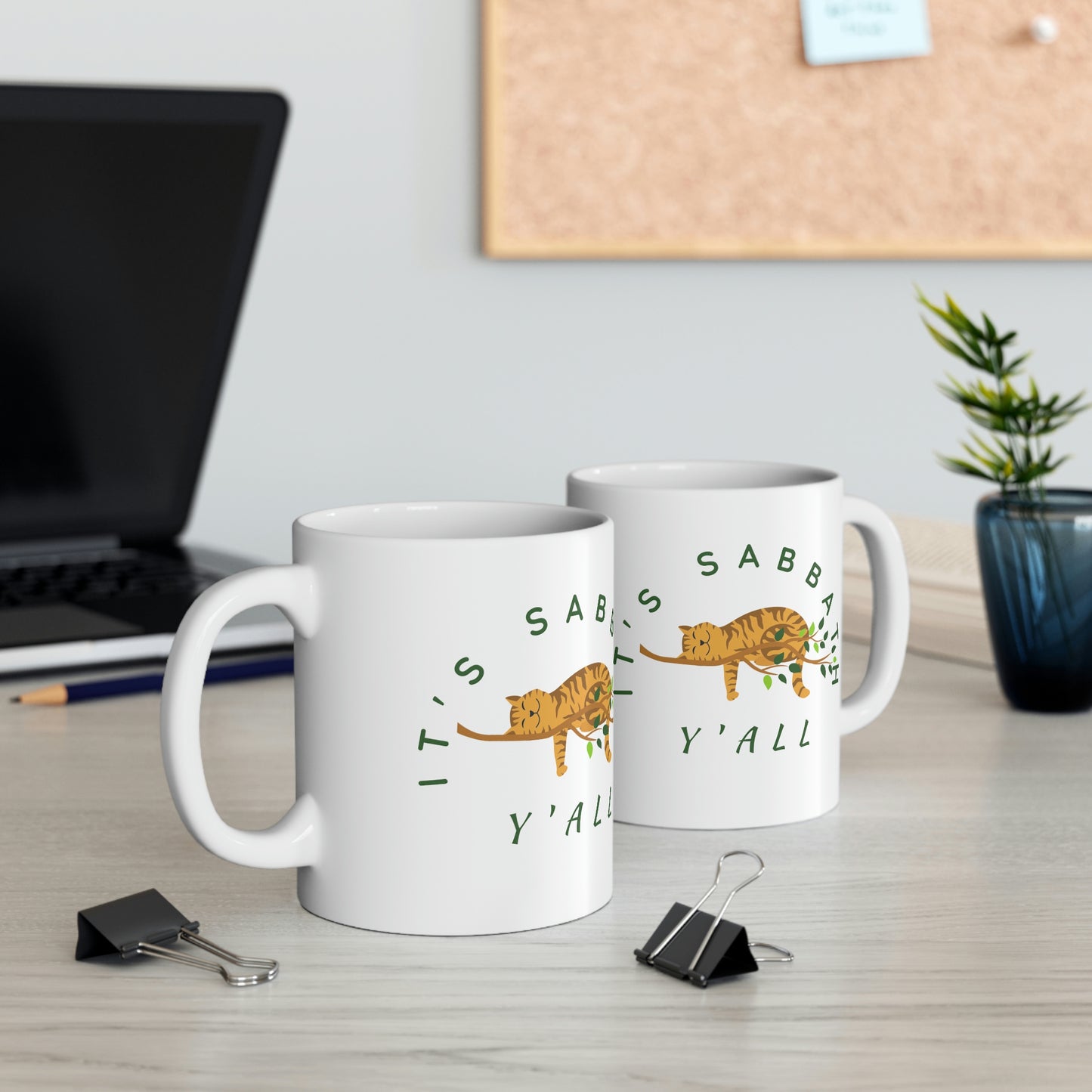 Christian Mug- It's Sabbath Y'all, Sabbath gift, Inspirational mug, cat lovers mug