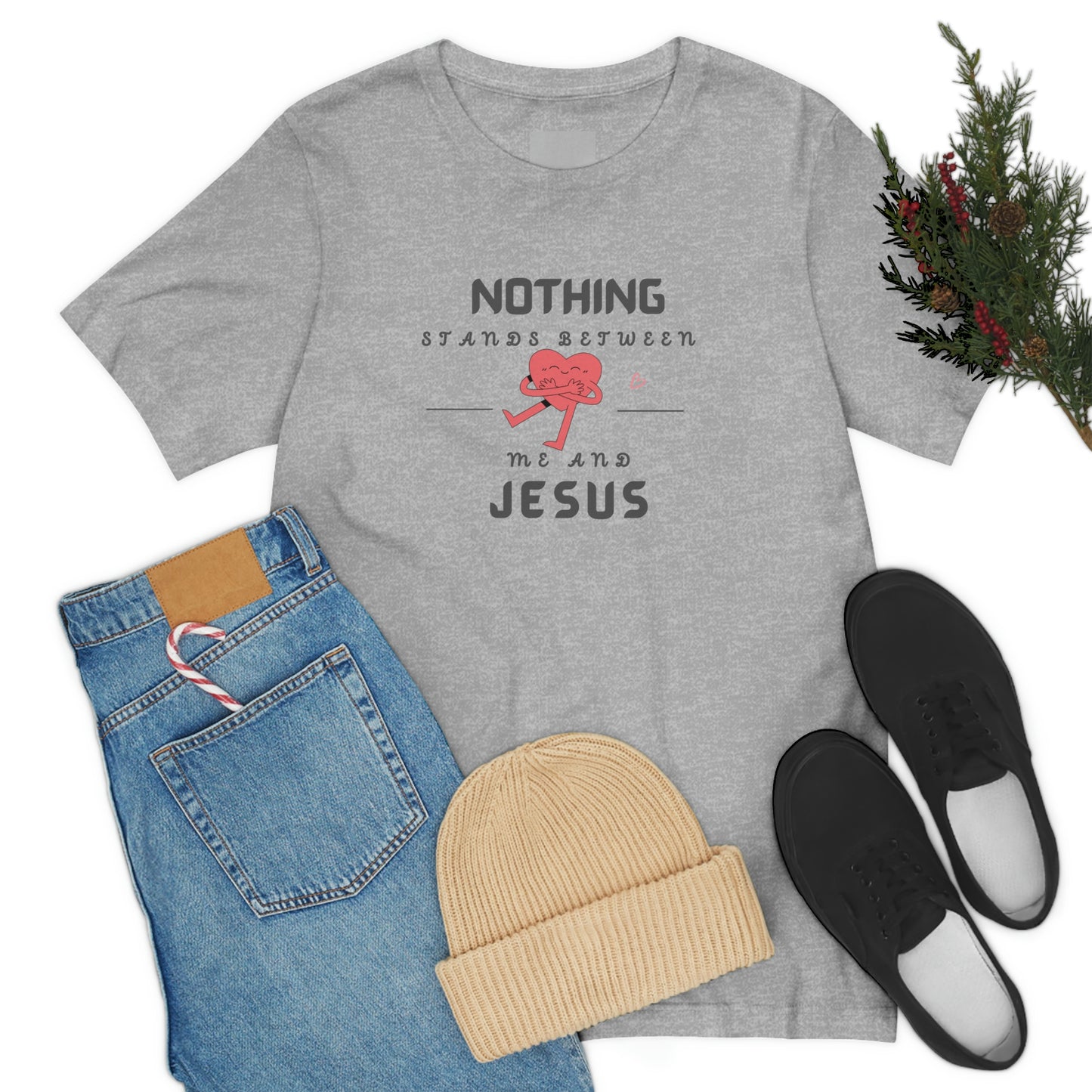 Nothing stands between me and Jesus Christian t-shirt, Inspirational gift tee, heart health tshirt, women's heath tshirt, men heart disease tshirt, gift for heart week, nurse tee, mental health tee, healthcare week gift