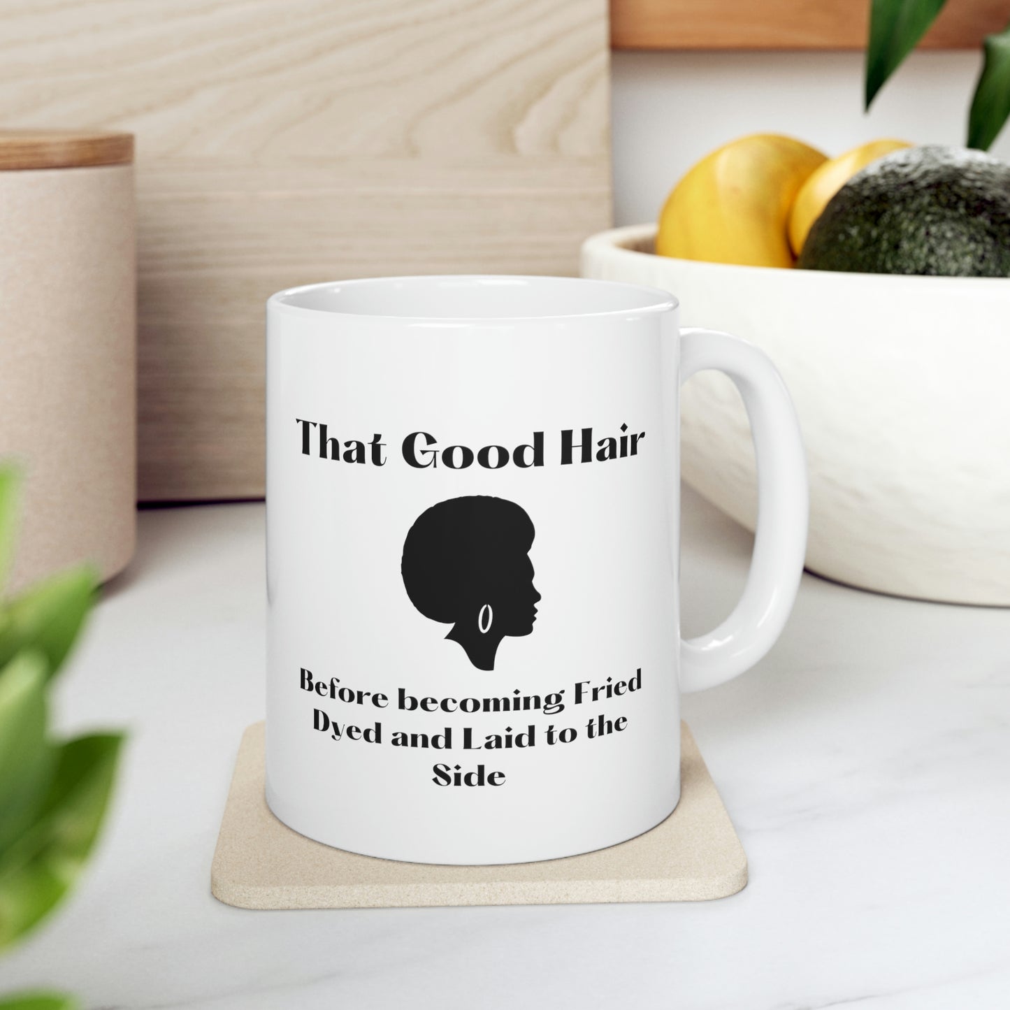 Natural Hair Mug- That Good Hair-Hairstylist gift mug, Salon decor, Stylist gift, retro natural hair mug gift