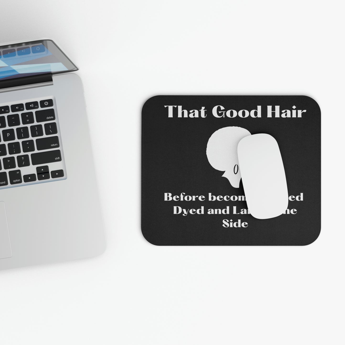 Religious Mouse Pad- That Good Hair- Retro Natural Hair office gift, inspirational gift for hairstylist, salon desk pad, Inspirational office decor