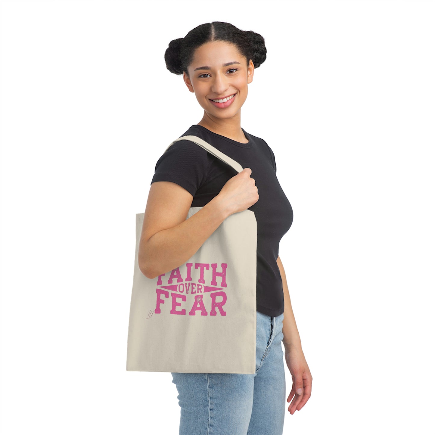 Religious Tote Bag-Faith Over Fear, Inspirational tote bag for Christians, gift for breast cancer survivor, cancer survivor gift bag