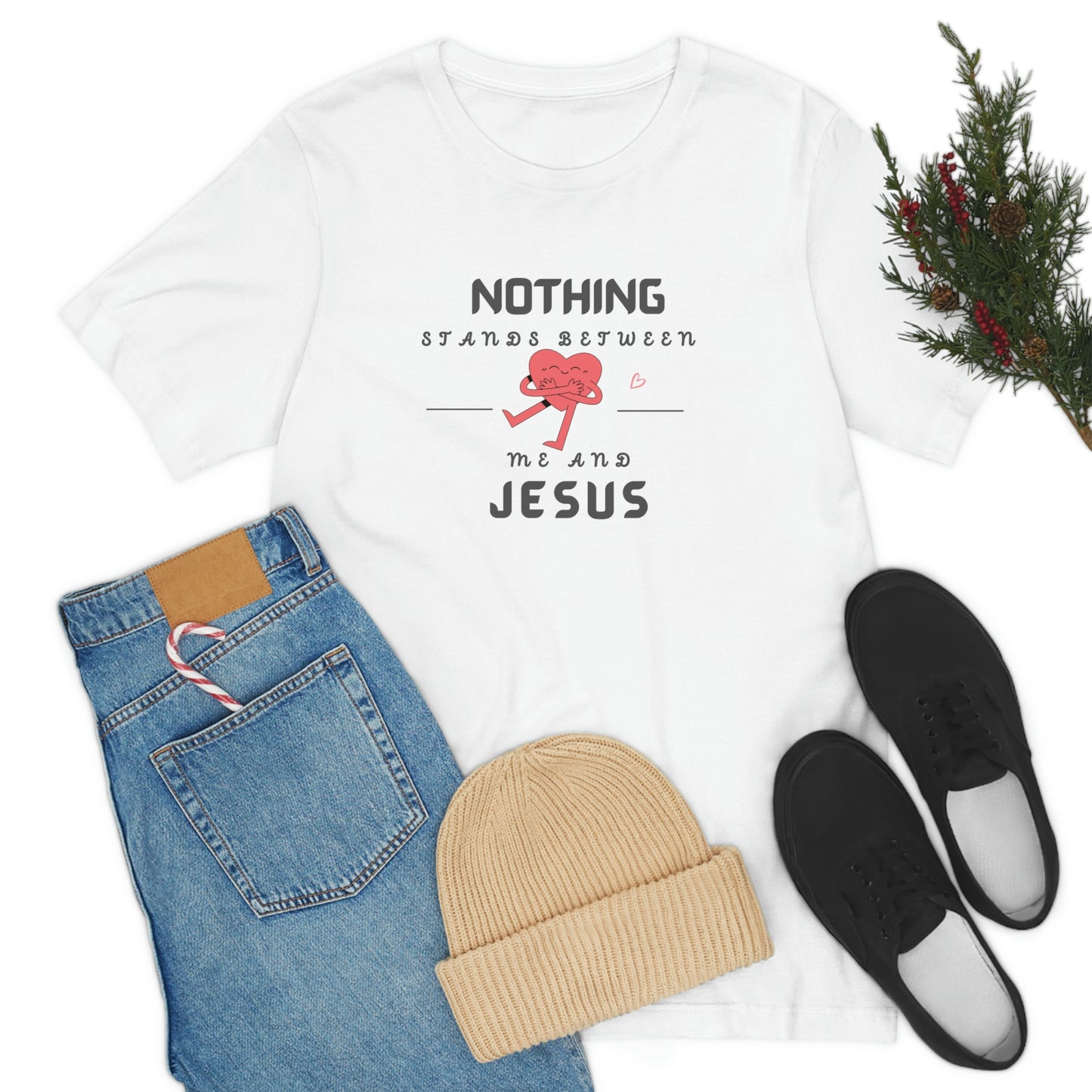 Nothing stands between me and Jesus Christian t-shirt, Inspirational gift tee, heart health tshirt, women's heath tshirt, men heart disease tshirt, gift for heart week, nurse tee, mental health tee, healthcare week gift