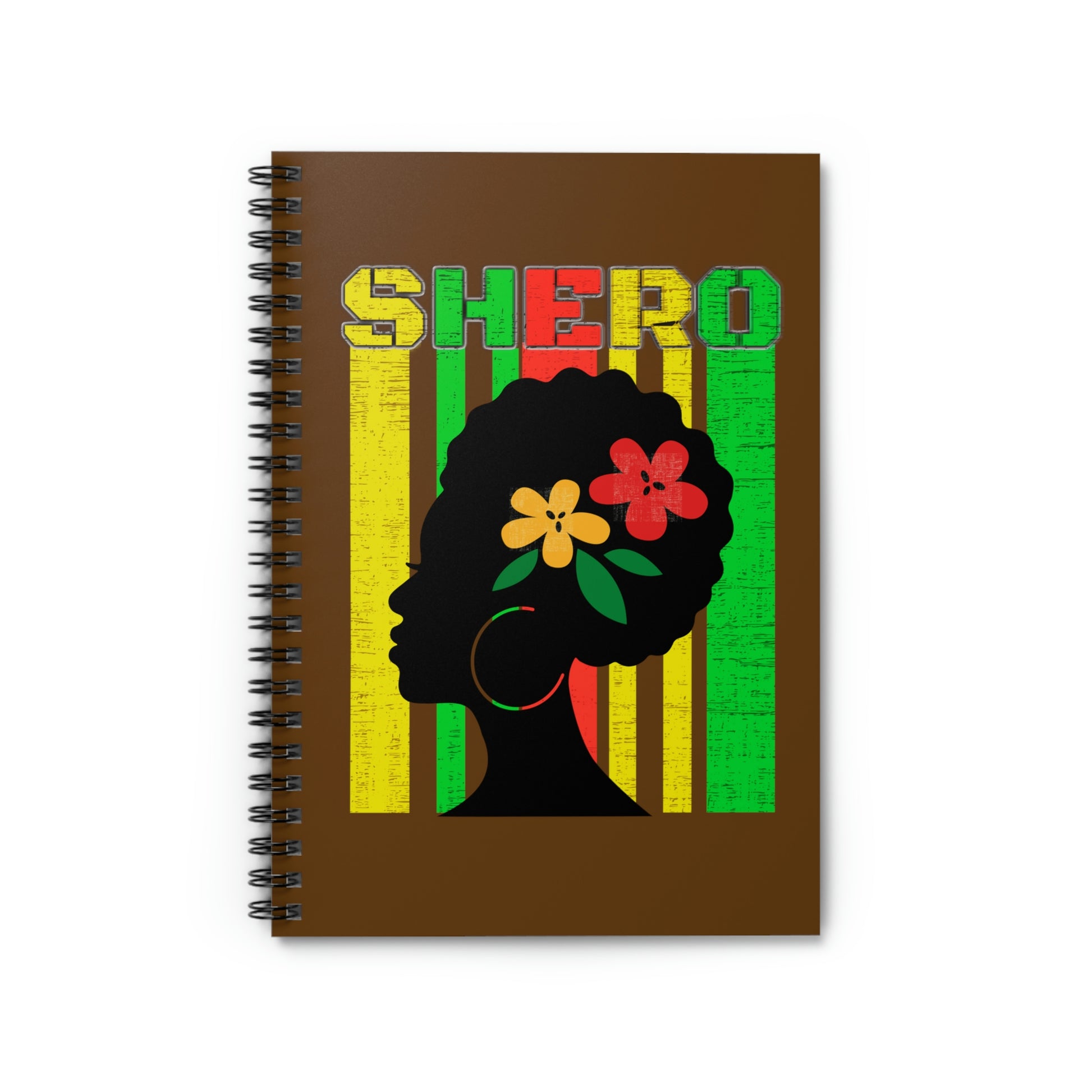 colorful notebook with brown background, reads "Shero" gift journal for women and girls, *** See Matching Tee, Mug, Tote, and Mousepad, gift for Bible study note taking, Inspirational daily journal, Affirmations notebook, Christian gift, doodling book for students, Cosmetology student gift notebook, gift for hair stylist, salon desk office decor. Motivational notebook for poems., Natural hair gift journal