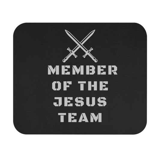 religious mouse pad, black and silver, rreads member of the Jesus team, gift for mom or dad, graduation or birthday gift, pastor gift, Christian office decor