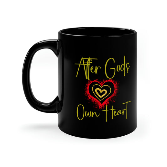 coffee mug with 3 ring heart, ***See Matching Tee and Notebook, gift for Bible student, Christian woman's mug, Birthday gift, graduation gift mug, reads "After God's own heart"