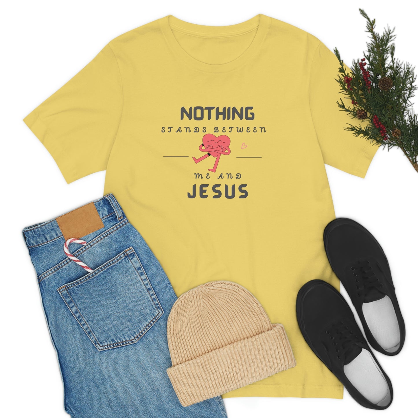 Nothing stands between me and Jesus Christian t-shirt, Inspirational gift tee, heart health tshirt, women's heath tshirt, men heart disease tshirt, gift for heart week, nurse tee, mental health tee, healthcare week gift