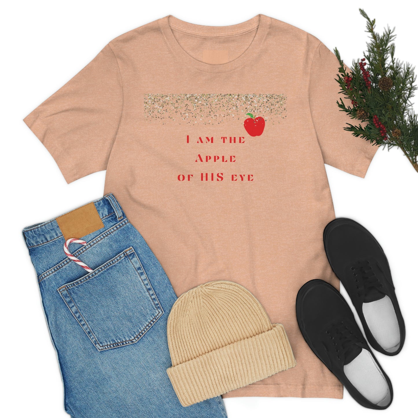 I am the apple of HIS eye Christian t-shirt, Faith tshirt, Inspirational gift for religious women,  apple of God's eye tee, Jesus tee, Inspirational tee, apple tee