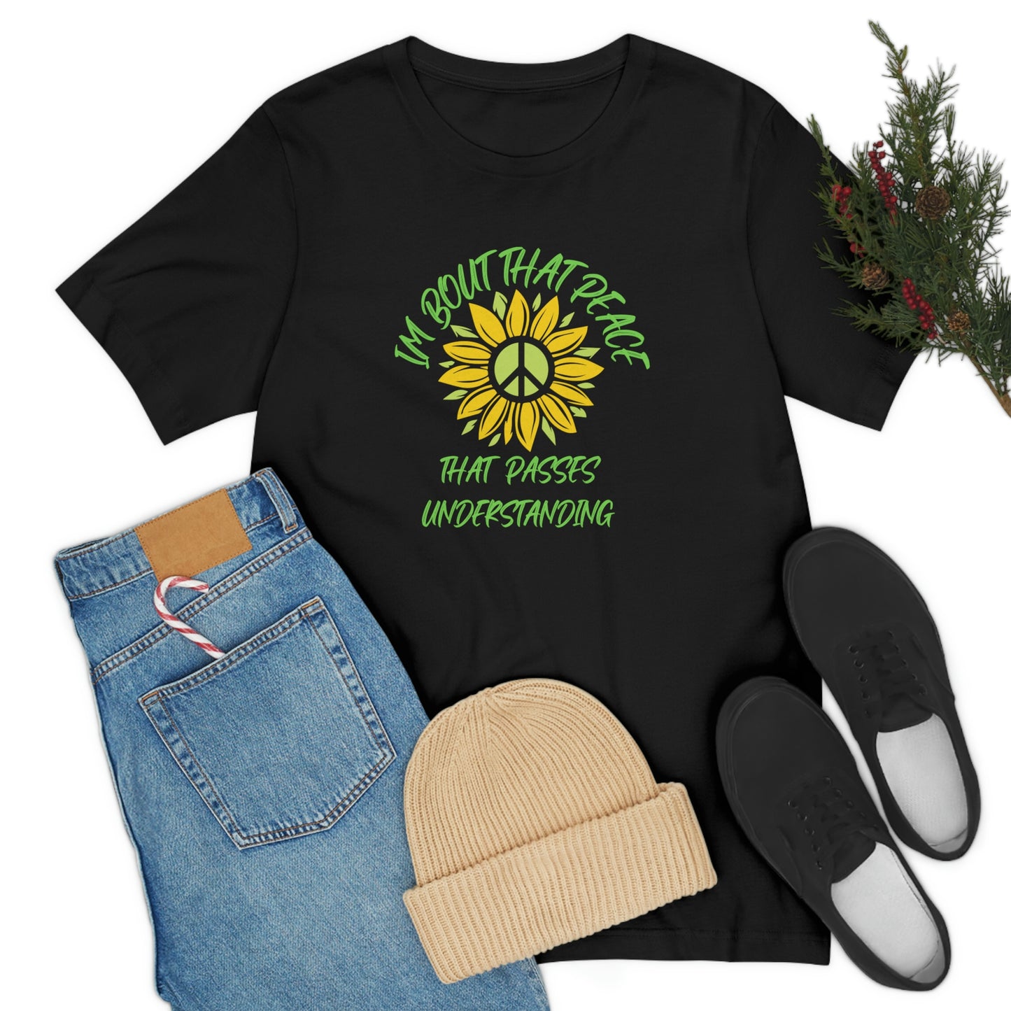 I'm Bout That Peace that Passes Understanding Christian gift t-shirt, floral peace sign tee, Bible gift, gift for teacher, mothers day gift tee, religious faith tshirt