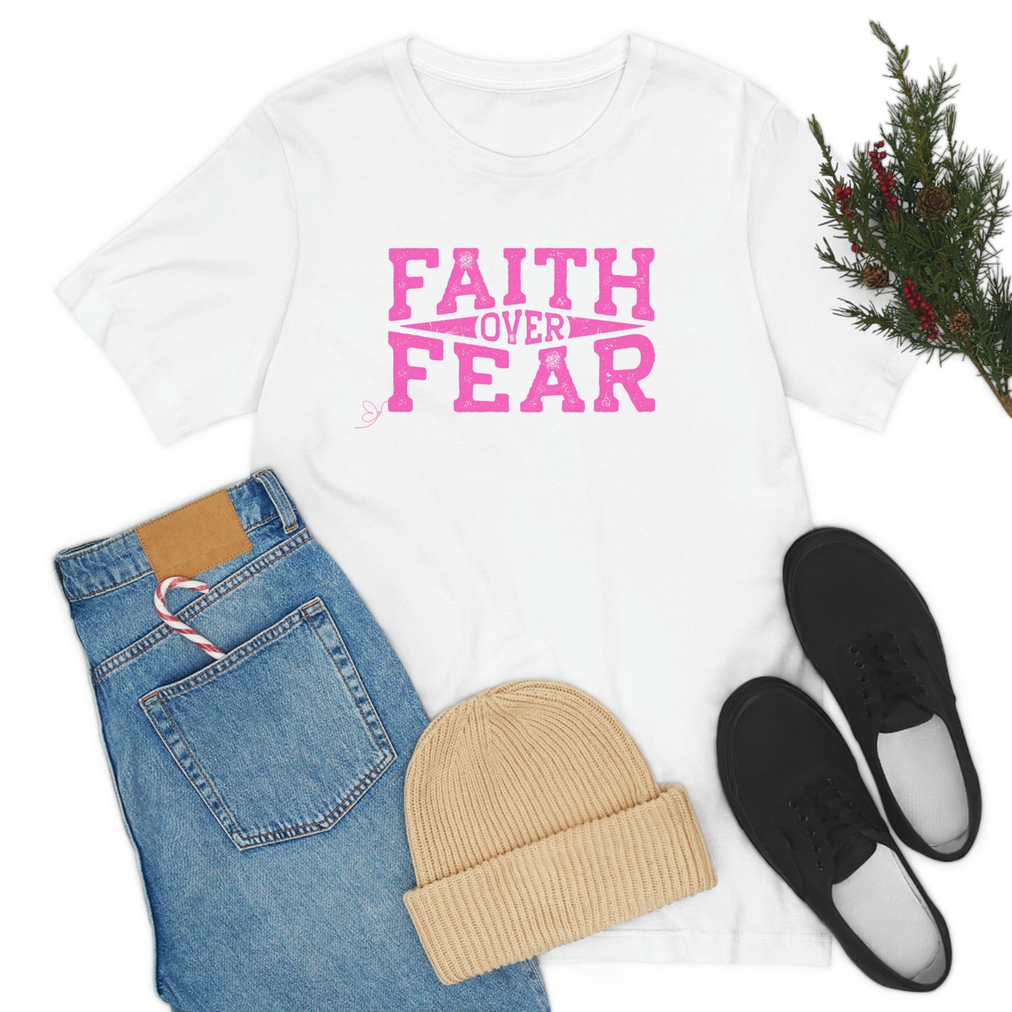 Faith over Fear (pink) Religious tshirt, teacher gift, gift for nurses, healthcare workers gift, Christian tee