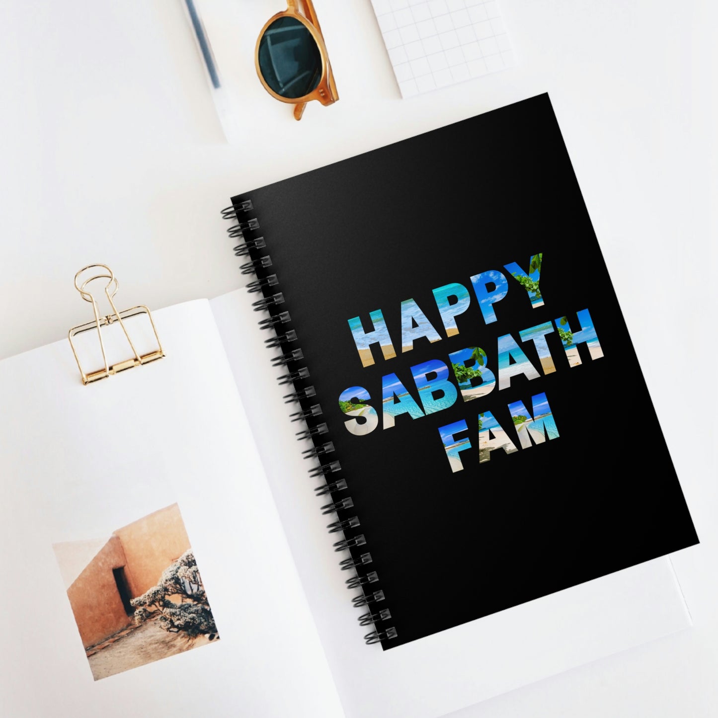 Religious Notebook- Happy Sabbath Fam, Christian Sabbath keepers journal, Inspirational gift for family, Diary for sermon notes and Bible study