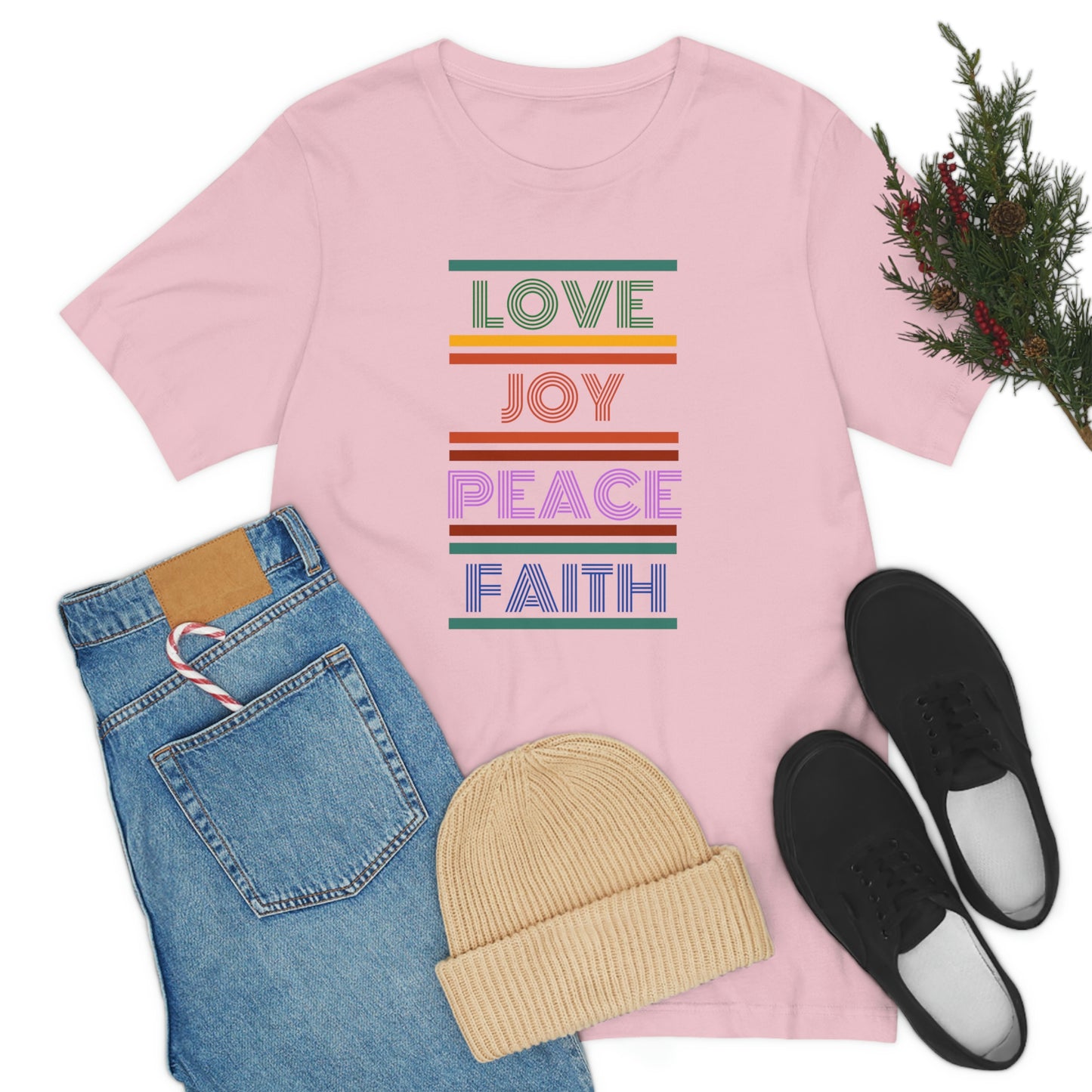 Love Joy Peace Faith tee, Christian gift, Peace tshirt, Joy tee gift, gift for teacher, faith tee, Inspirational gift, motivational t-shirt