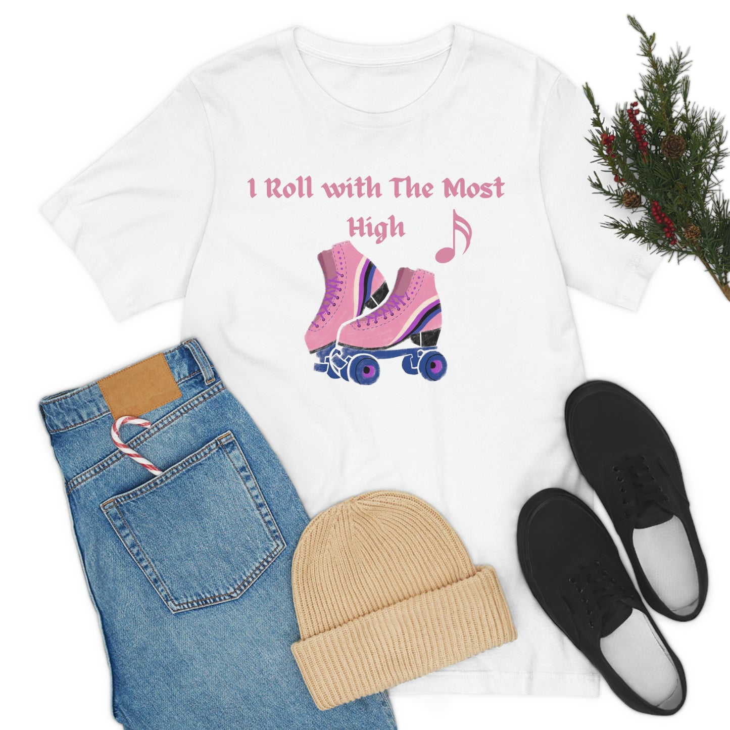 I Roll with the Most High tee, Christian women's tshirt, Jesus t-shirt, Motivational graphic tshirt , skate gift, religious skate party tee, faith gift, gift for mom or wife, sister daughter gift