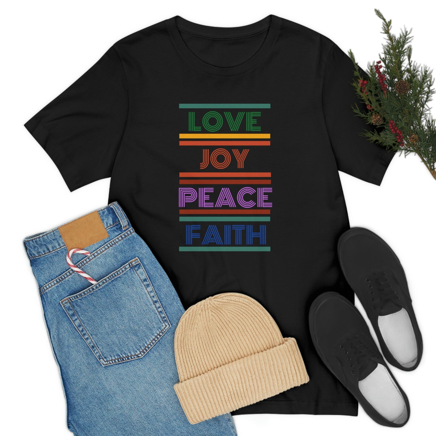 Love Joy Peace Faith tee, Christian gift, Peace tshirt, Joy tee gift, gift for teacher, faith tee, Inspirational gift, motivational t-shirt