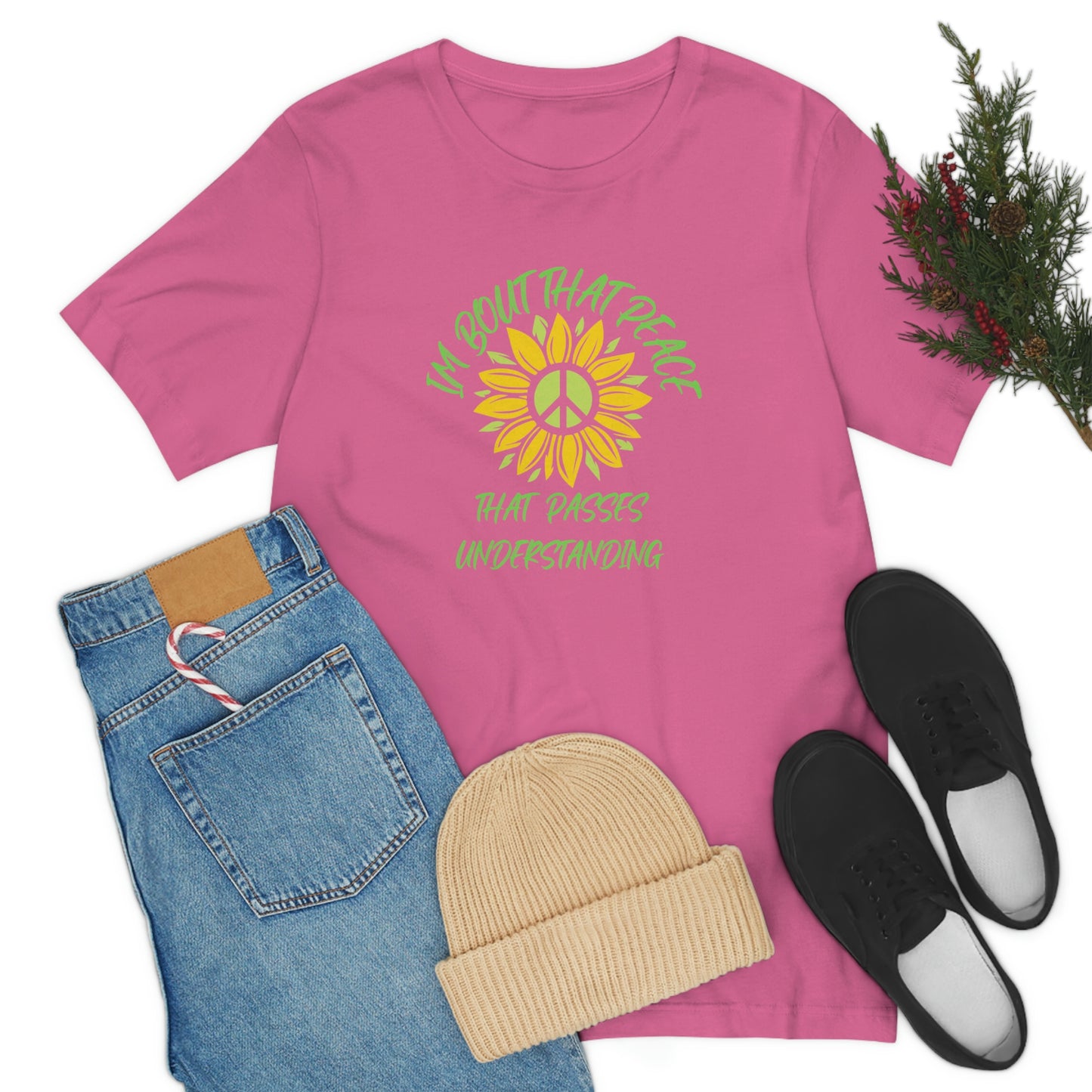 I'm Bout That Peace that Passes Understanding Christian gift t-shirt, floral peace sign tee, Bible gift, gift for teacher, mothers day gift tee, religious faith tshirt