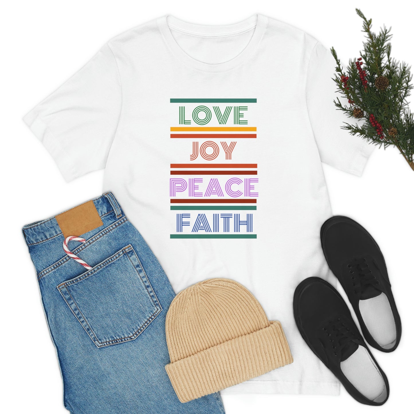 Love Joy Peace Faith tee, Christian gift, Peace tshirt, Joy tee gift, gift for teacher, faith tee, Inspirational gift, motivational t-shirt