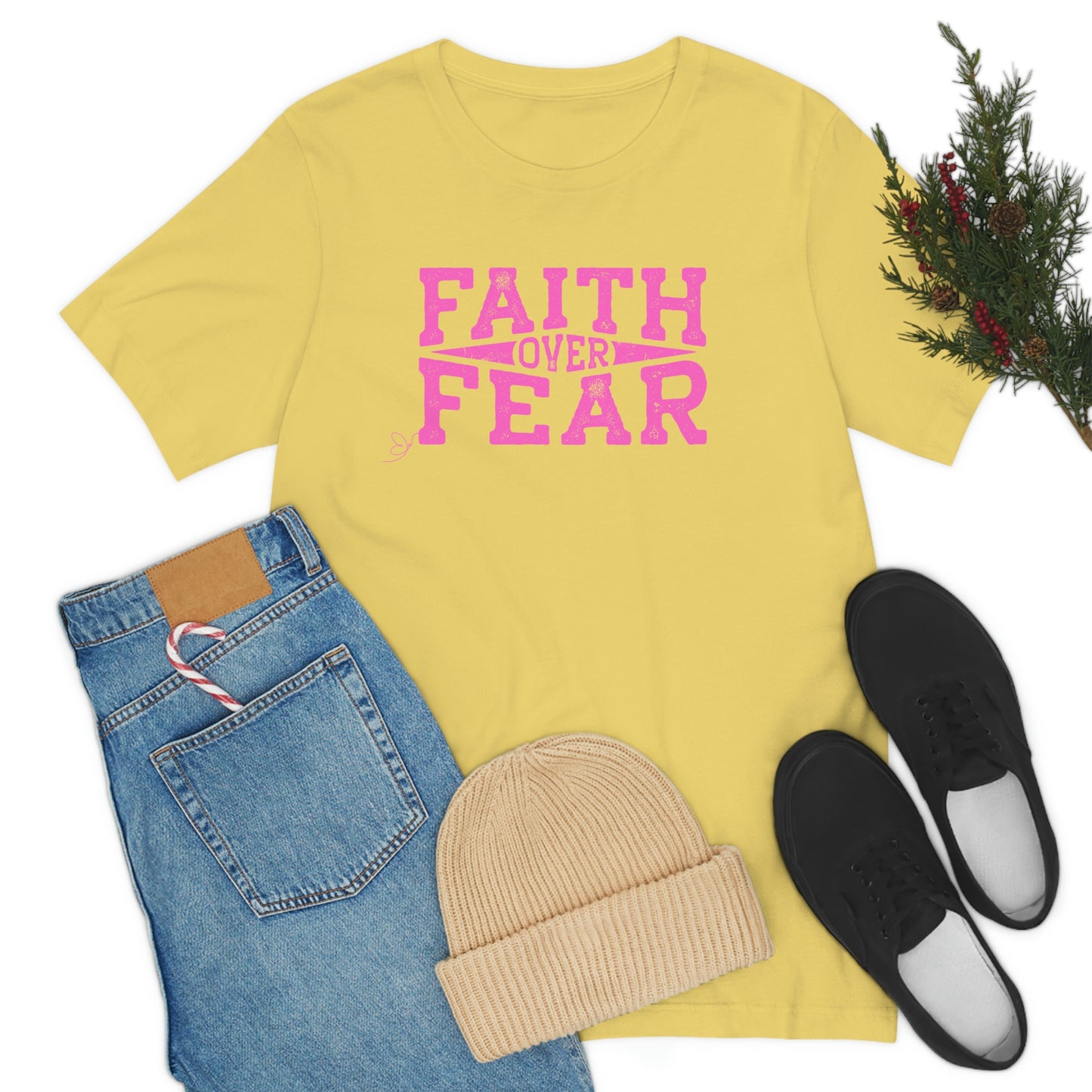 Faith over Fear (pink) Religious tshirt, teacher gift, gift for nurses, healthcare workers gift, Christian tee