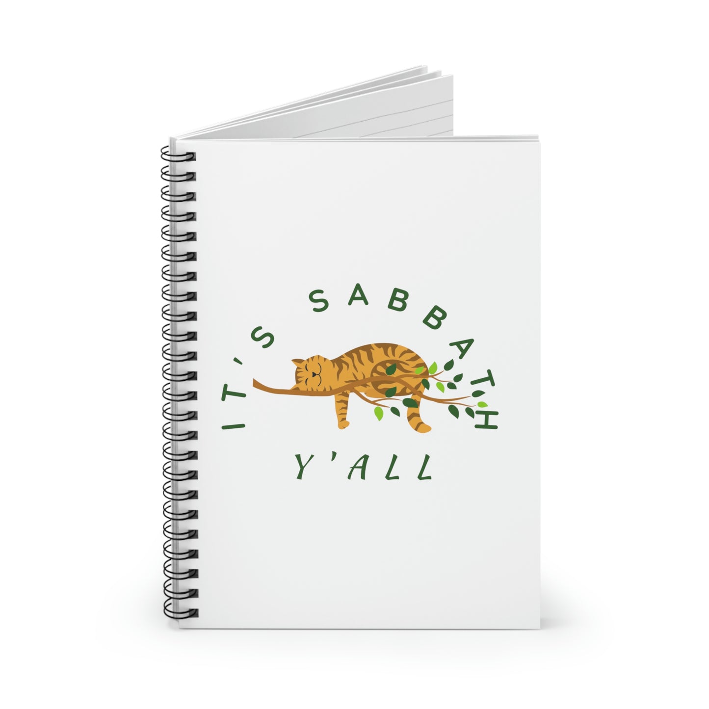 Religious Notebook- It's Sabbath Y'all, 4th Commandment journal, Sabbath dairy gift, gift for cat lovers, Christian sermon notes dairy