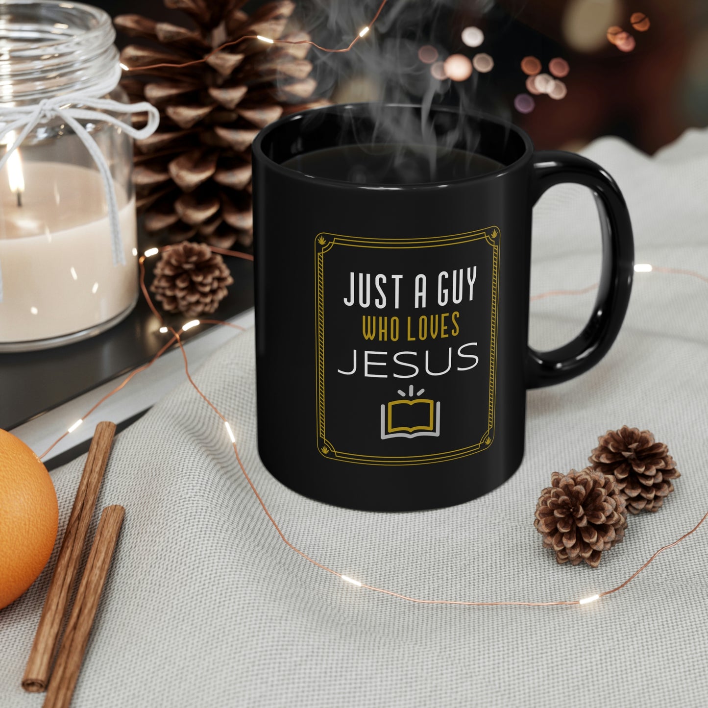 Christian Mug-Just a Guy who loves Jesus-Baptism gift, mug gift for dad, Pastor coffee mug, Religious mug gift