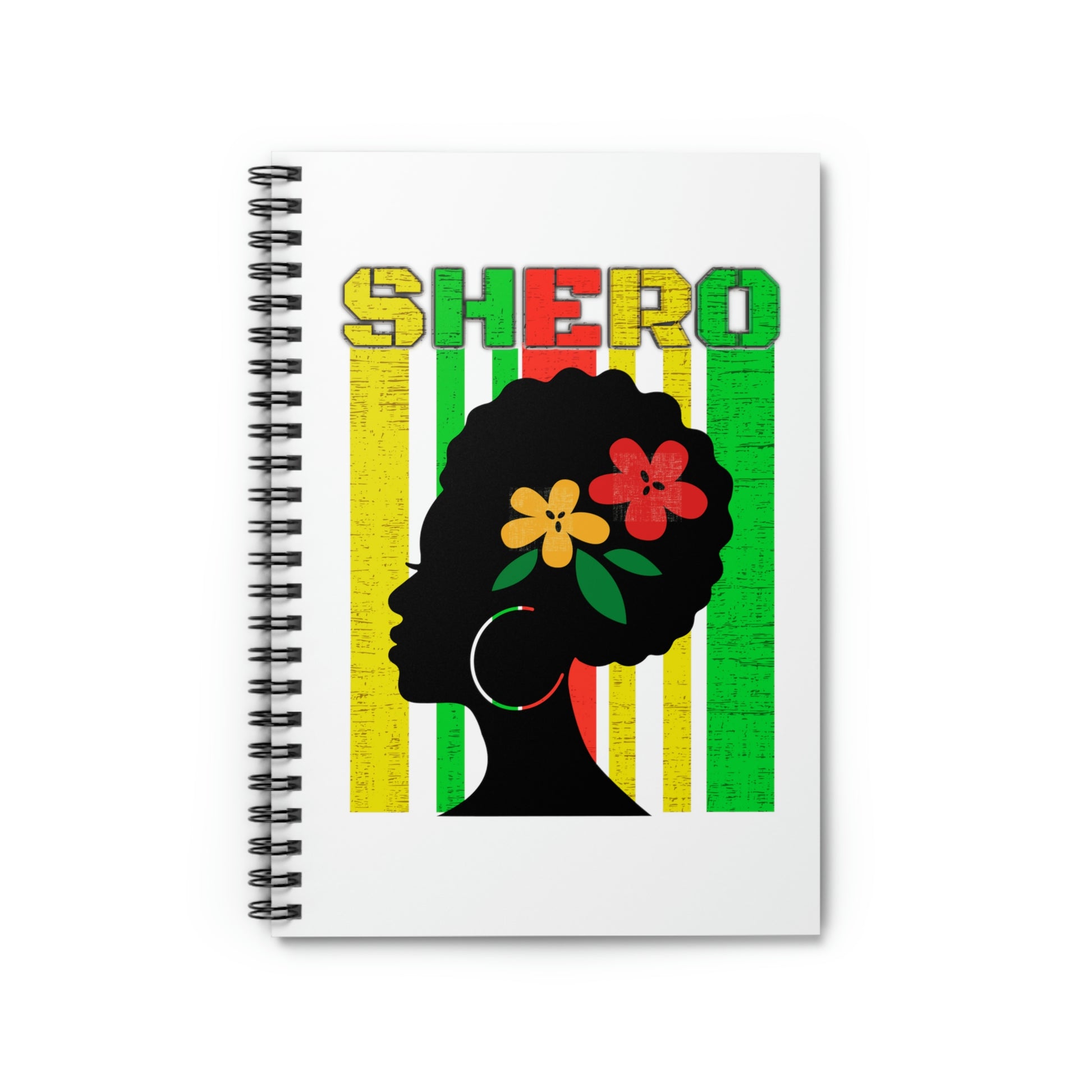 cute natural hair inspired notebook, reads SHERO, has retro graphic of a woman with afro and hoop earrings and flowers in hair,  gift for natural hair stylist, cosmetology student journal, *** See Matching Tee, Mug, Tote, and Mousepad, multiple color choices for this book, gift for Bible study note taking, Inspirational daily journal, Affirmations notebook, Christian gift, doodling book for students, Cosmetology student gift notebook, gift for hair stylist, salon desk office decor. 