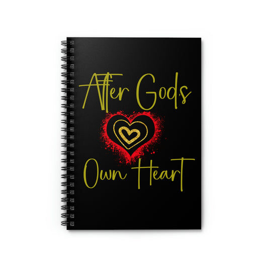 religious notebook reads "After God's own heart", black book with gold letters and a 3 ringed heart, **SEE MATCHING TEE AND MUG, Bible verse prayer journal, Gratitude journal, Affirmation notebook for him or her, Prayer dairy. Bible note taking book, church notes.