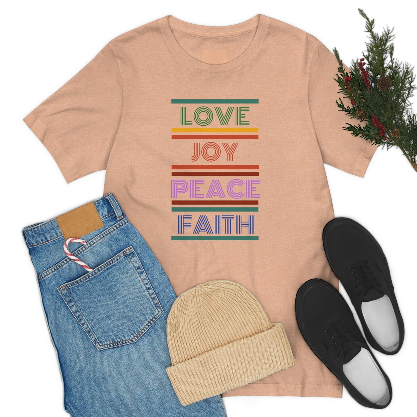 Love Joy Peace Faith tee, Christian gift, Peace tshirt, Joy tee gift, gift for teacher, faith tee, Inspirational gift, motivational t-shirt