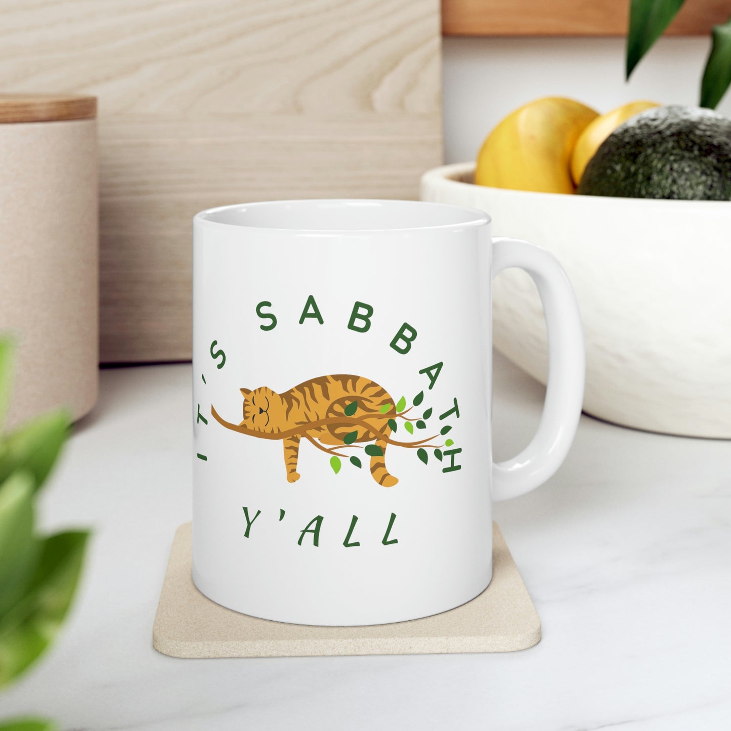 Christian Mug- It's Sabbath Y'all, Sabbath gift, Inspirational mug, cat lovers mug