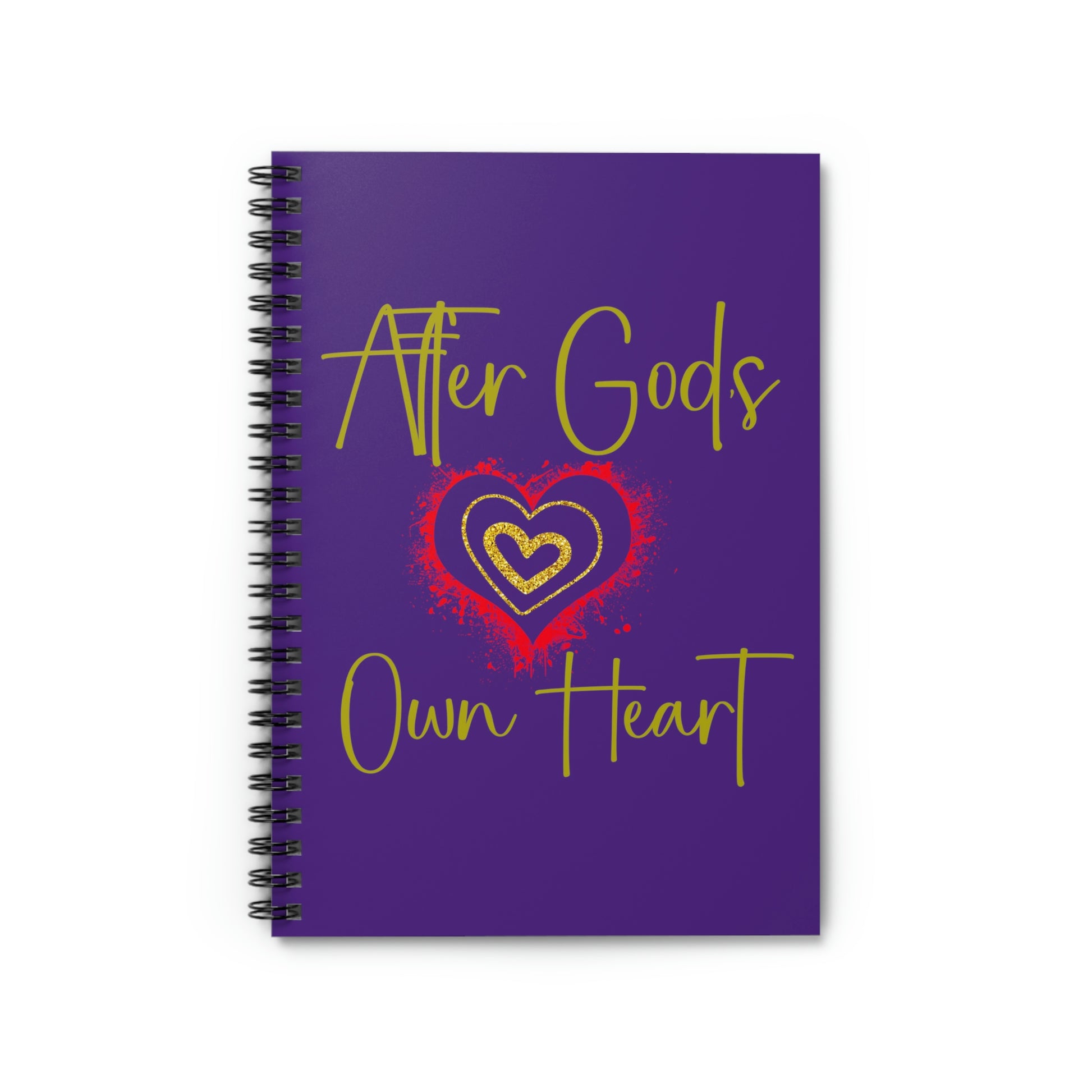 cute purple journal reads "After God's Own Heart" with 3 concentric hearts, SEE MATCHING TEE AND MUG,&nbsp; Faith Christian journal, Motivational journal for sermon notes, Grief dairy, Widows journal, gift for downtrodden and depressed, women's heart month journal gift