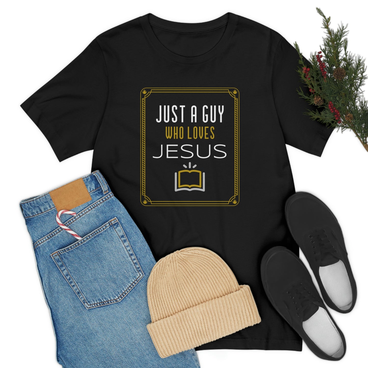 Just a guy who loves Jesus Christian men's t-shirt, Jesus tee, Bible tee, Christian gift, religious dad tee, inspirational tshirt