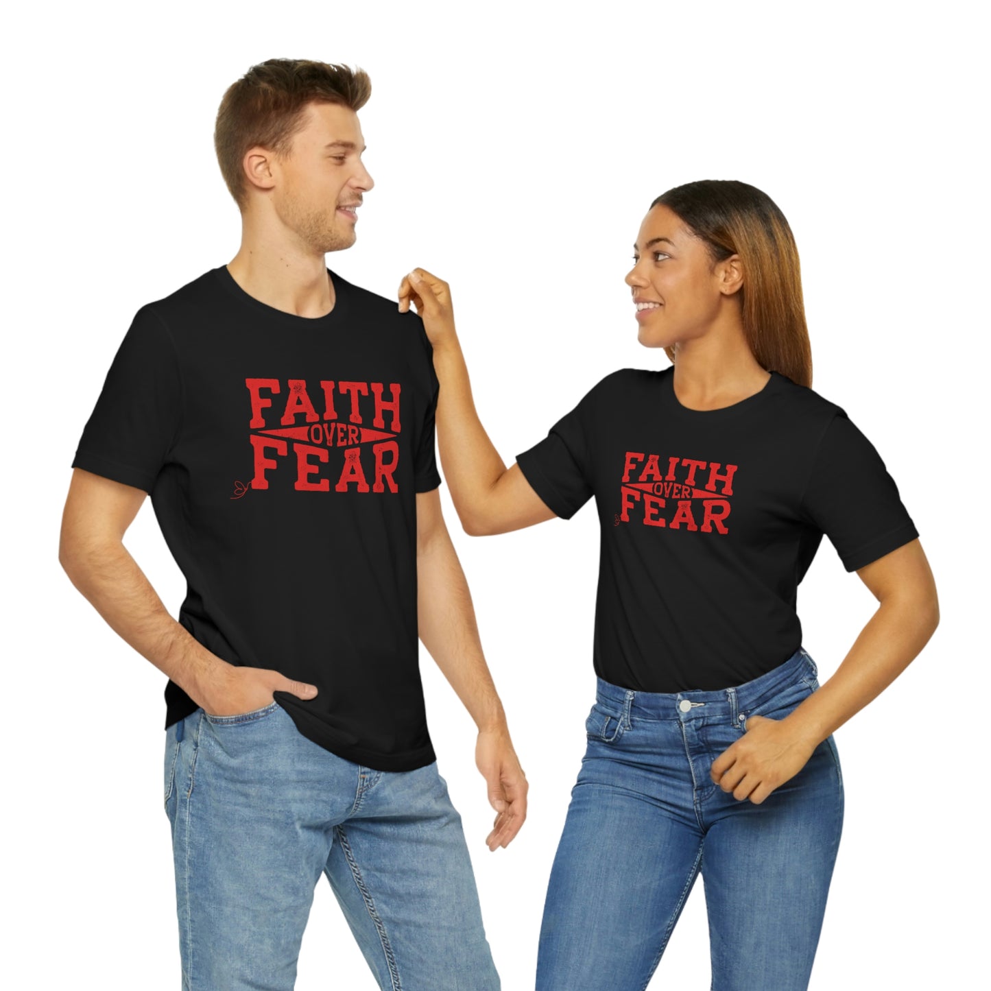 Faith over Fear (red) inspirational tshirt, Christian gift tee, motivational graphic tee, Bible tee, heart health tee