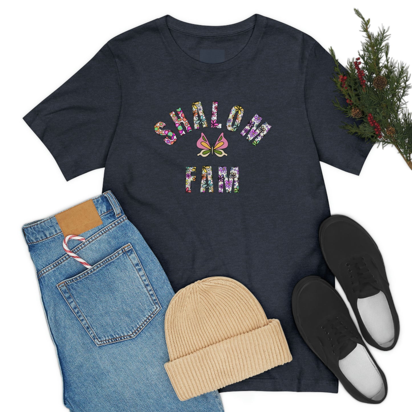 Shalom Fam-Christian inspirational tee, Hebrew shirt, Israelite tshirt, Peace tee, Motivational tshirt, Peace gift, butterfly lovers tshirt gift