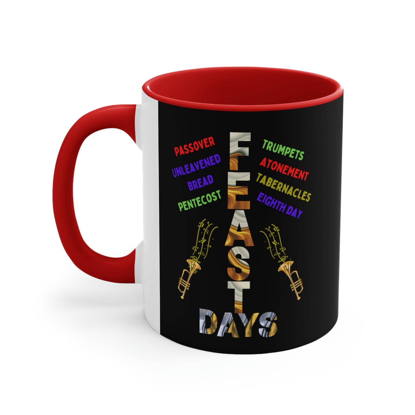 colorful mug with Bible feast days written on it,** See Matching Tee, Notebook, Tote, and Mousepad, gift for Holy days,&nbsp; Religious coffee mug, Feast mug,  