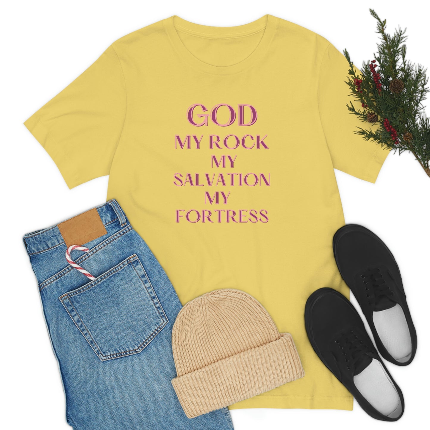 God my Rock, my Salvation, my Fortress -Christian tee for women, Bible tee, Religious gift, faith tshirt, Inspirational t-shirt