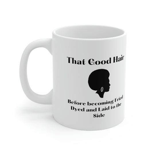 Natural hair mug, Natural Hair Mug- That Good Hair-Hairstylist gift mug, Salon decor, Stylist gift, retro natural hair mug gift, graphic of African American woman with afro