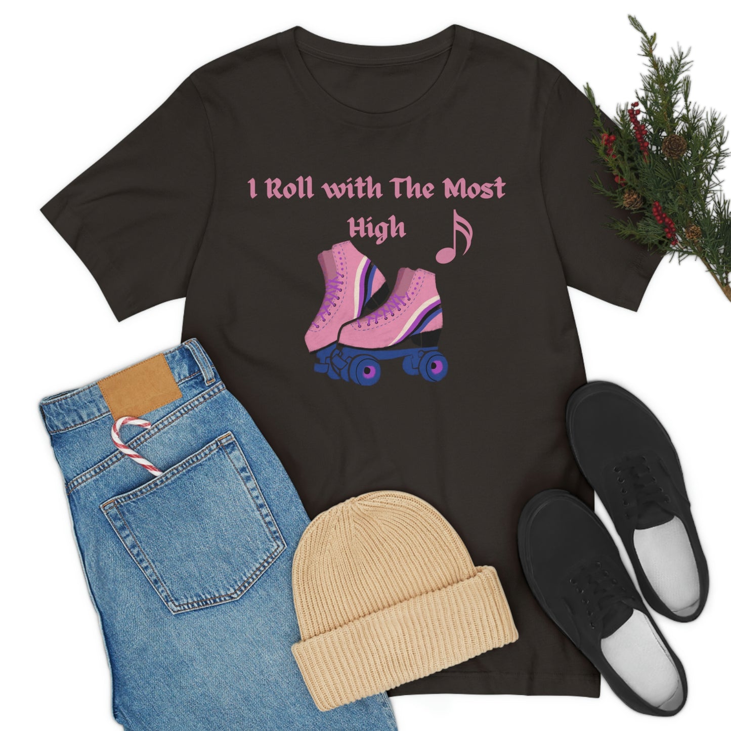 I Roll with the Most High tee, Christian women's tshirt, Jesus t-shirt, Motivational graphic tshirt , skate gift, religious skate party tee, faith gift, gift for mom or wife, sister daughter gift