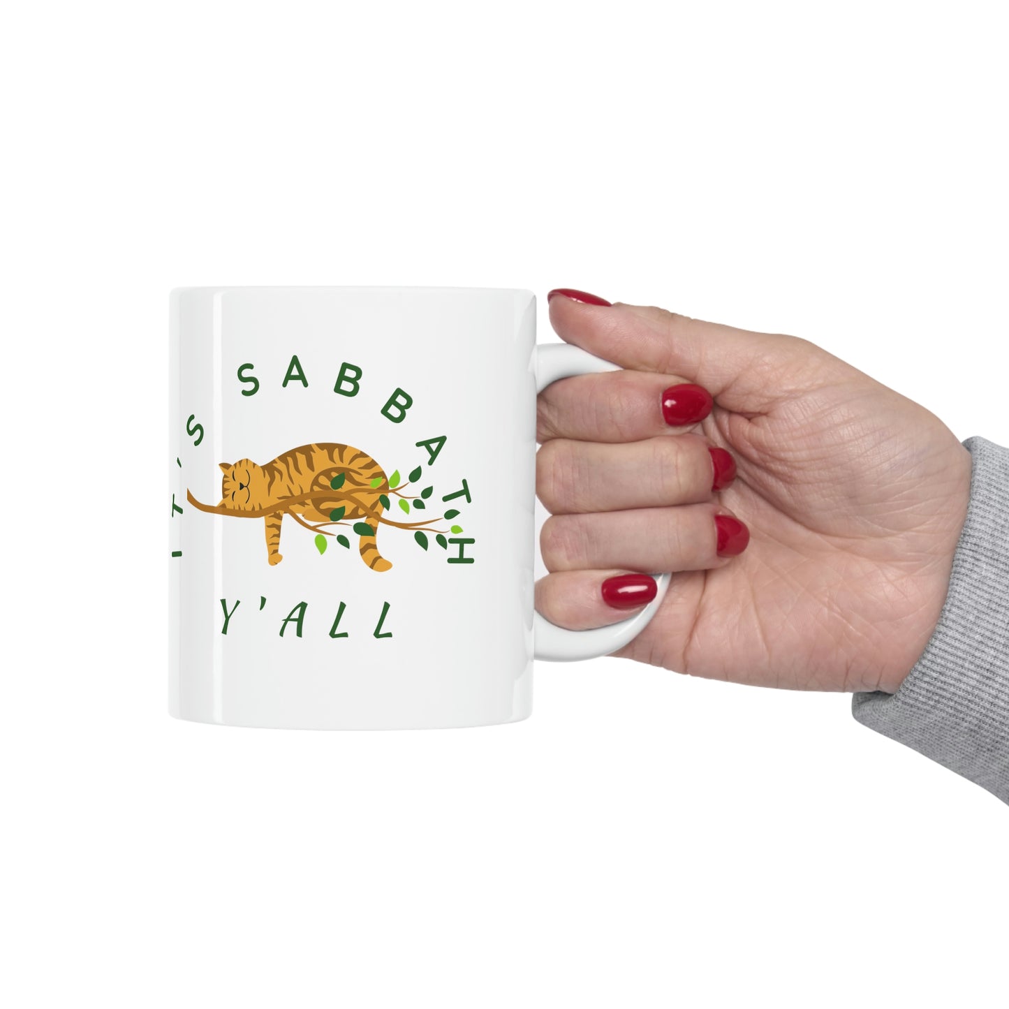 Christian Mug- It's Sabbath Y'all, Sabbath gift, Inspirational mug, cat lovers mug