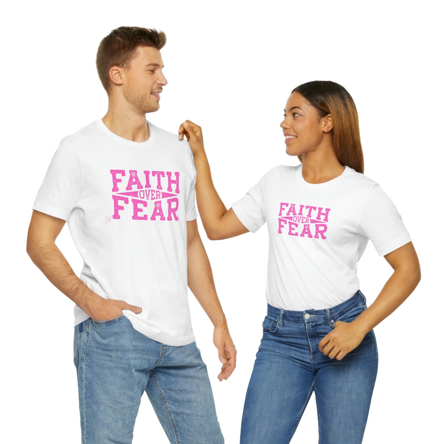 Faith over Fear (pink) Religious tshirt, teacher gift, gift for nurses, healthcare workers gift, Christian tee