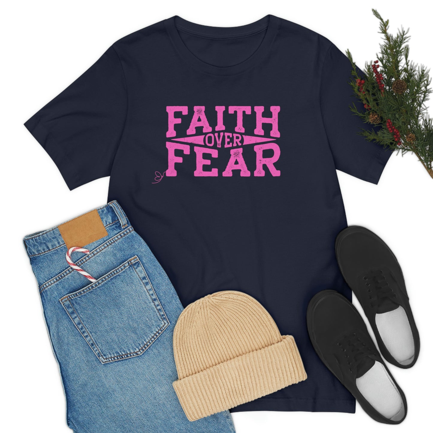 Faith over Fear (pink) Religious tshirt, teacher gift, gift for nurses, healthcare workers gift, Christian tee