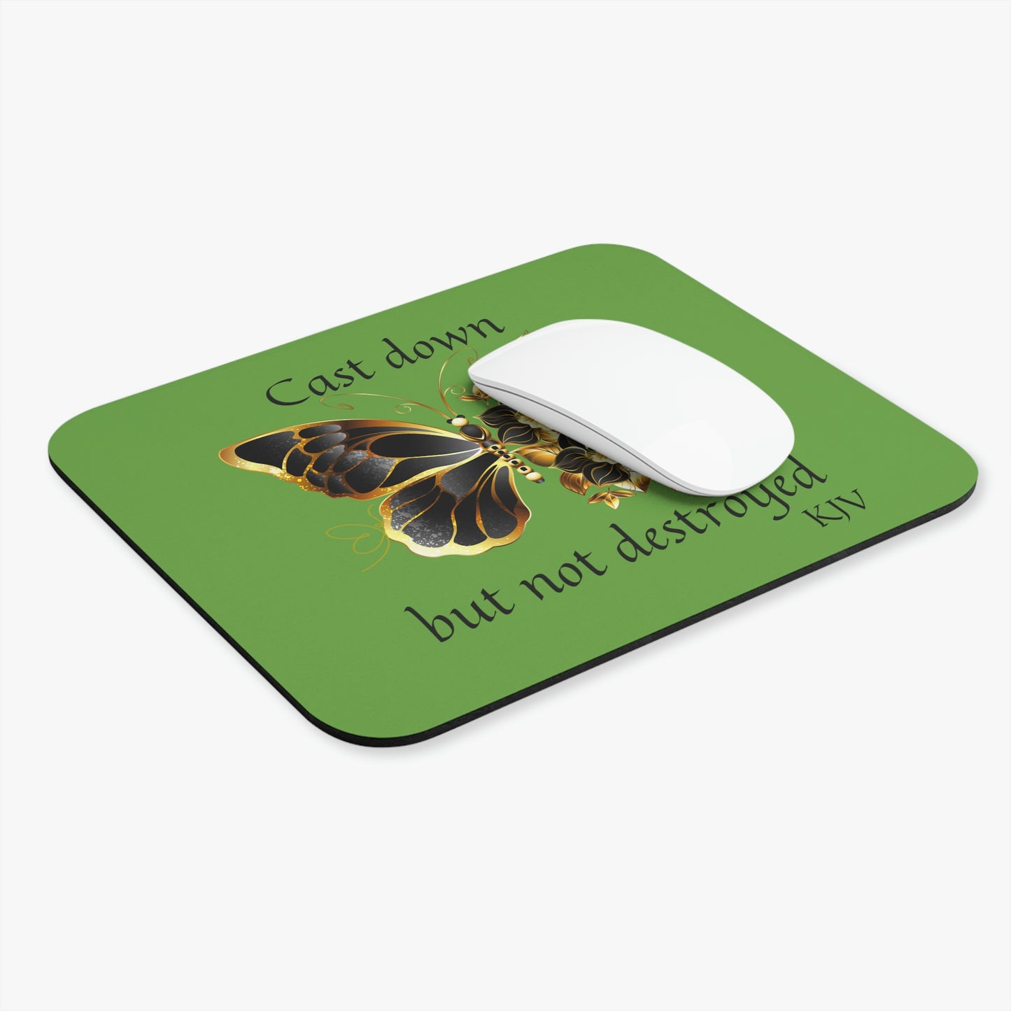 Religious Mouse Pad- Cast down, but not destroyed, Bible quote desk pad, inspirational desk accessory