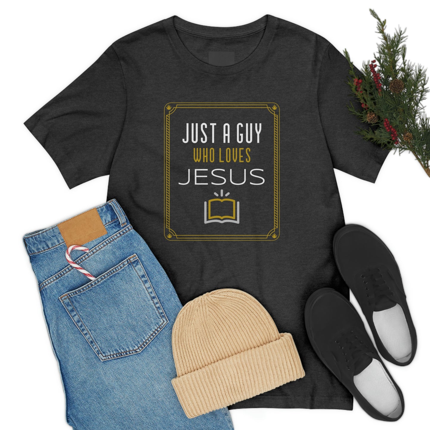 Just a guy who loves Jesus Christian men's t-shirt, Jesus tee, Bible tee, Christian gift, religious dad tee, inspirational tshirt