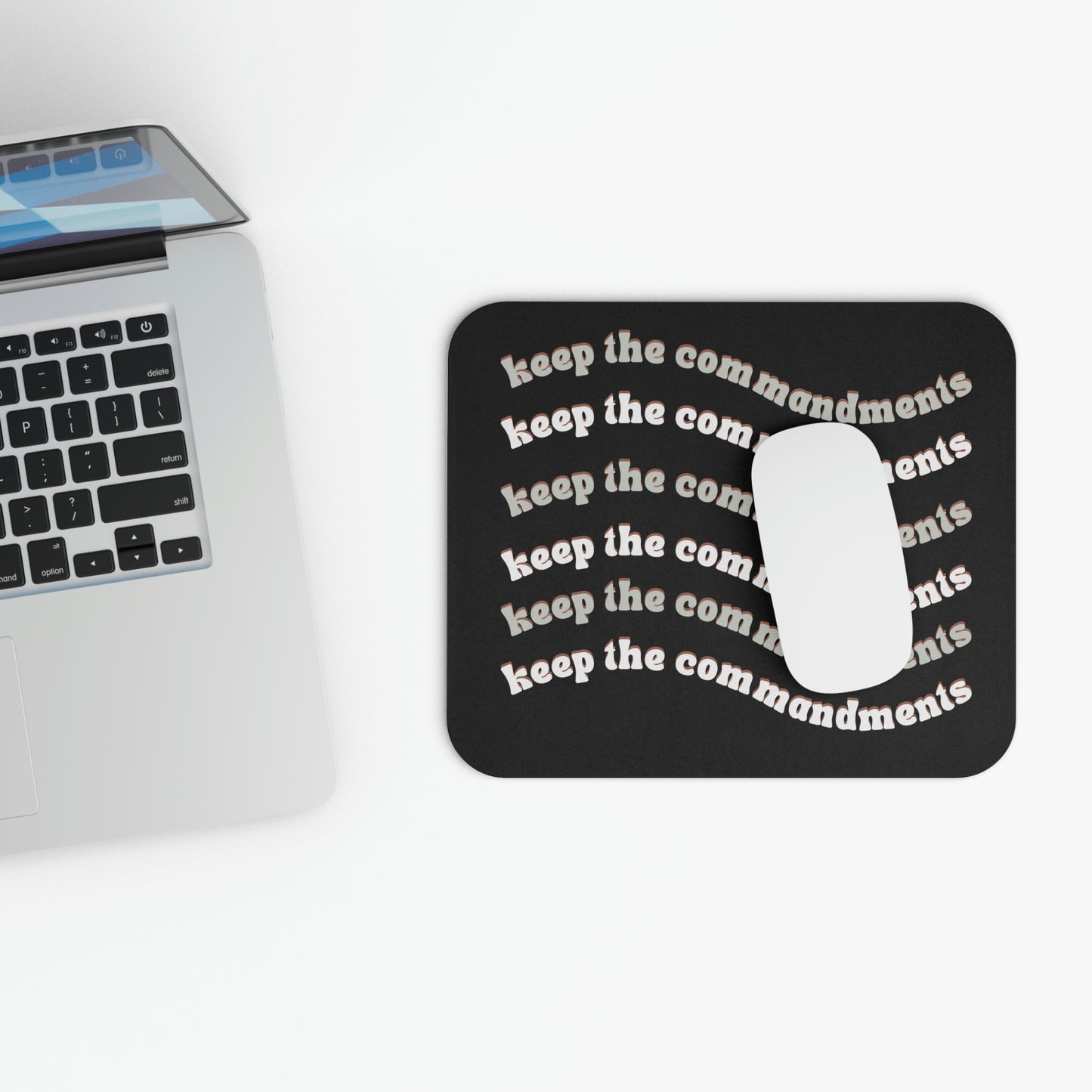 Religious Mouse Pad- Keep the Commandments-Religious desk pad, Christian office gift, Inspirational office decor