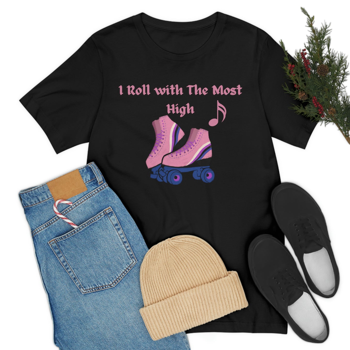 I Roll with the Most High tee, Christian women's tshirt, Jesus t-shirt, Motivational graphic tshirt , skate gift, religious skate party tee, faith gift, gift for mom or wife, sister daughter gift