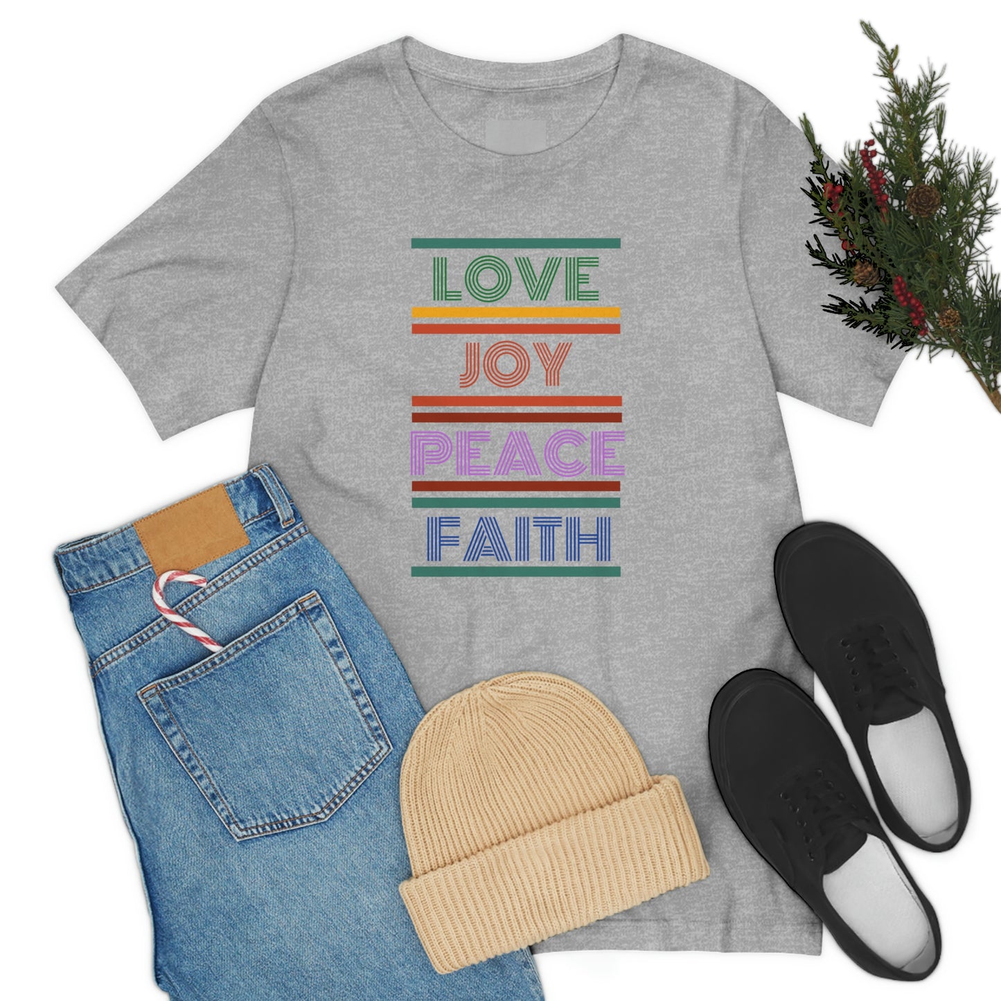 Love Joy Peace Faith tee, Christian gift, Peace tshirt, Joy tee gift, gift for teacher, faith tee, Inspirational gift, motivational t-shirt