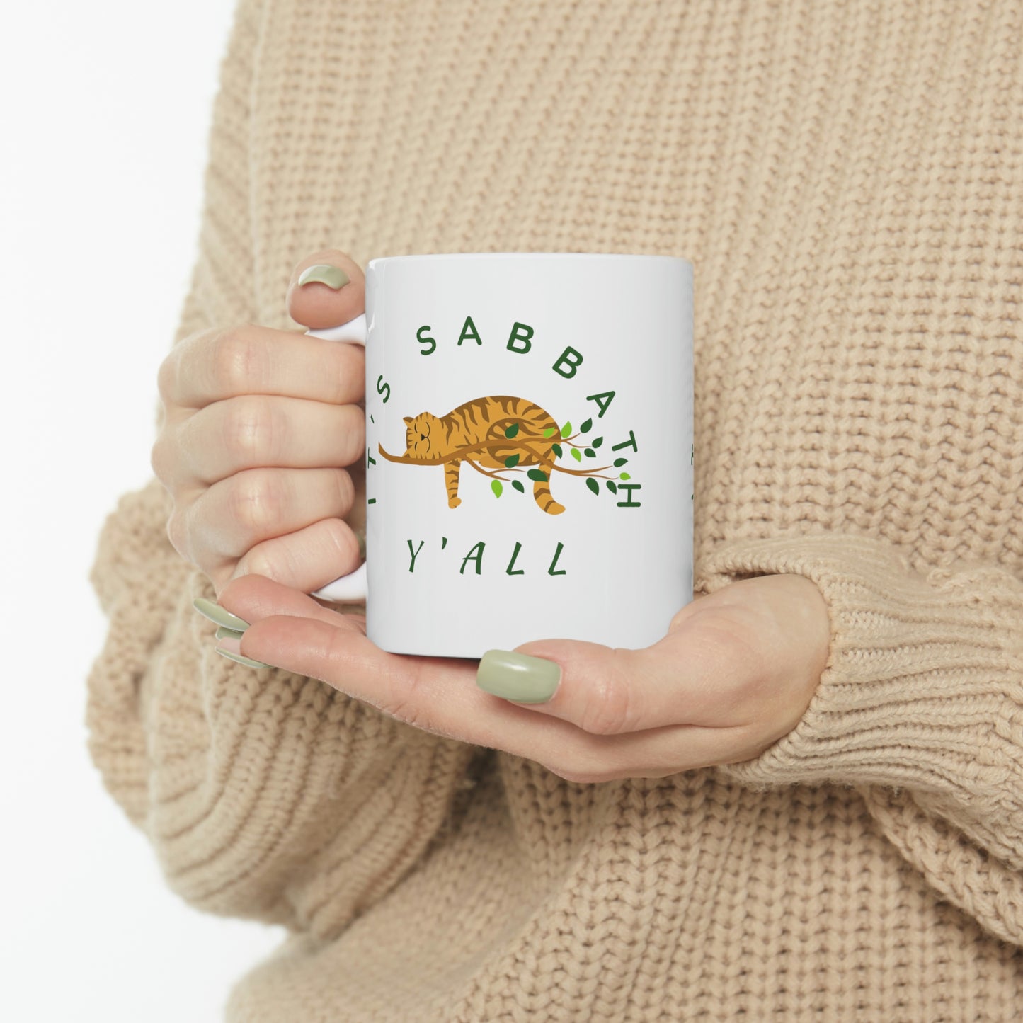 Christian Mug- It's Sabbath Y'all, Sabbath gift, Inspirational mug, cat lovers mug