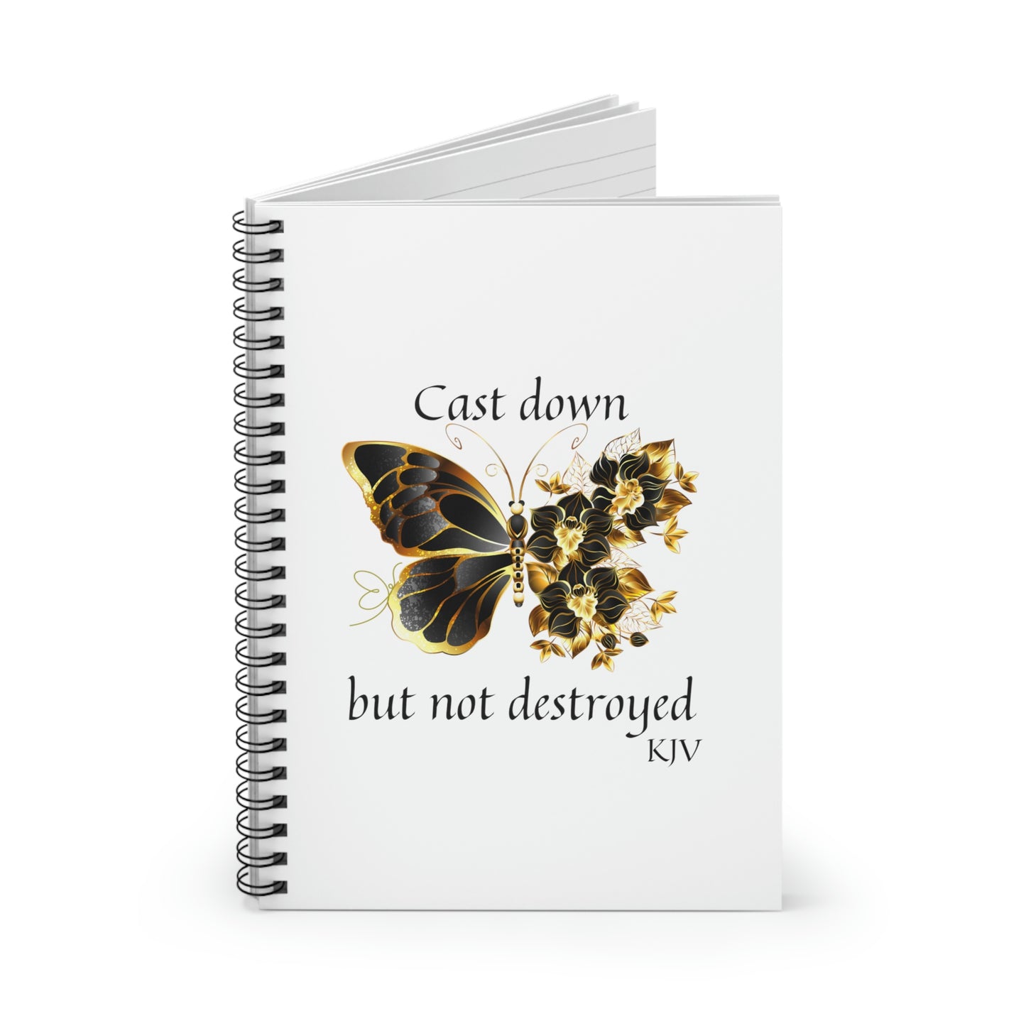 Religious Notebook -Cast down but not Destroyed, Christian Bible verse journal, Inspirational journal for him or her, Butterfly lovers dairy