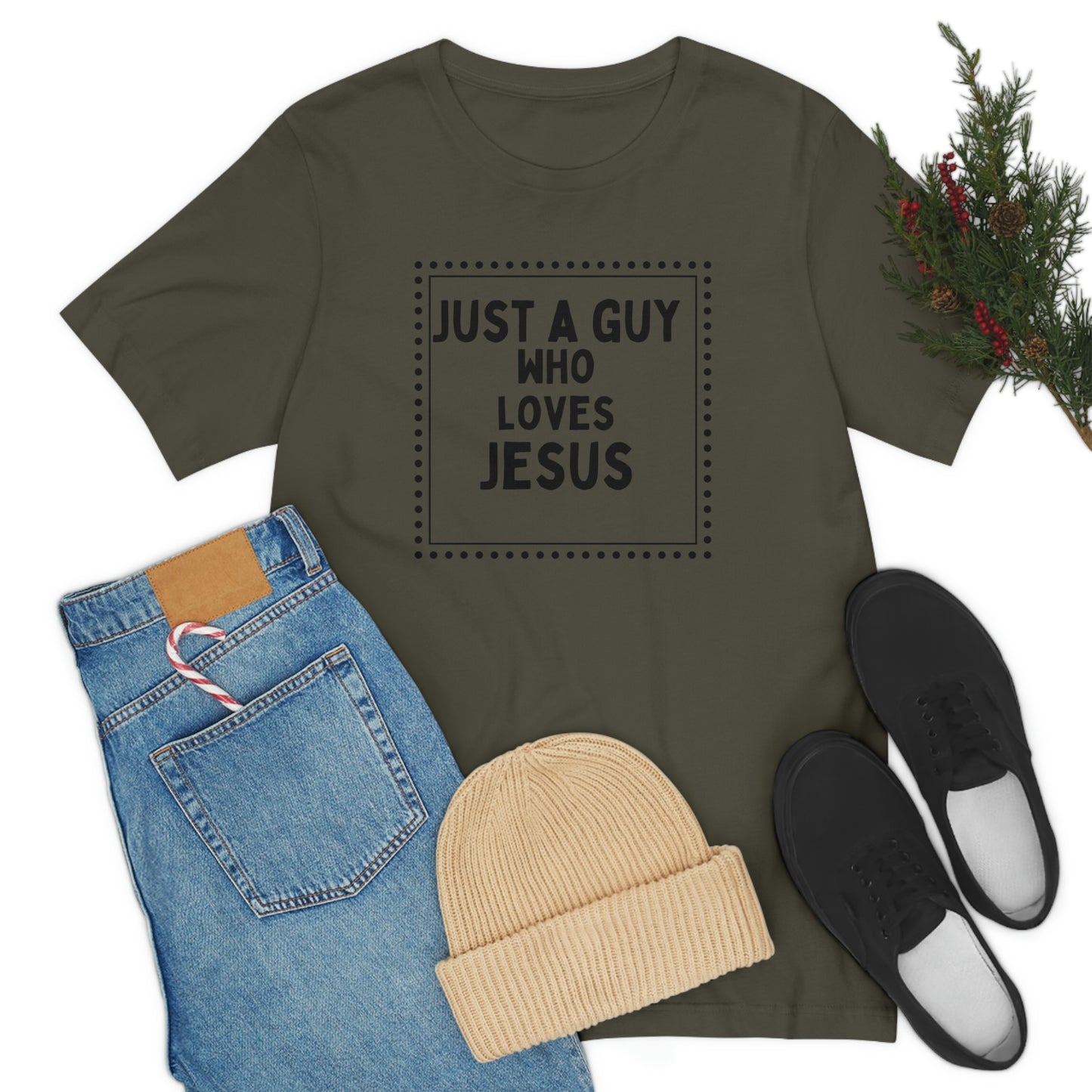 Just a guy who loves Jesus Christian tshirt, Jesus tee, Father's day tshirt, gift for brother or son,Religious men's t-shirt, men's faith tshirt, motivational tshirt, love tee, Bible tee gift