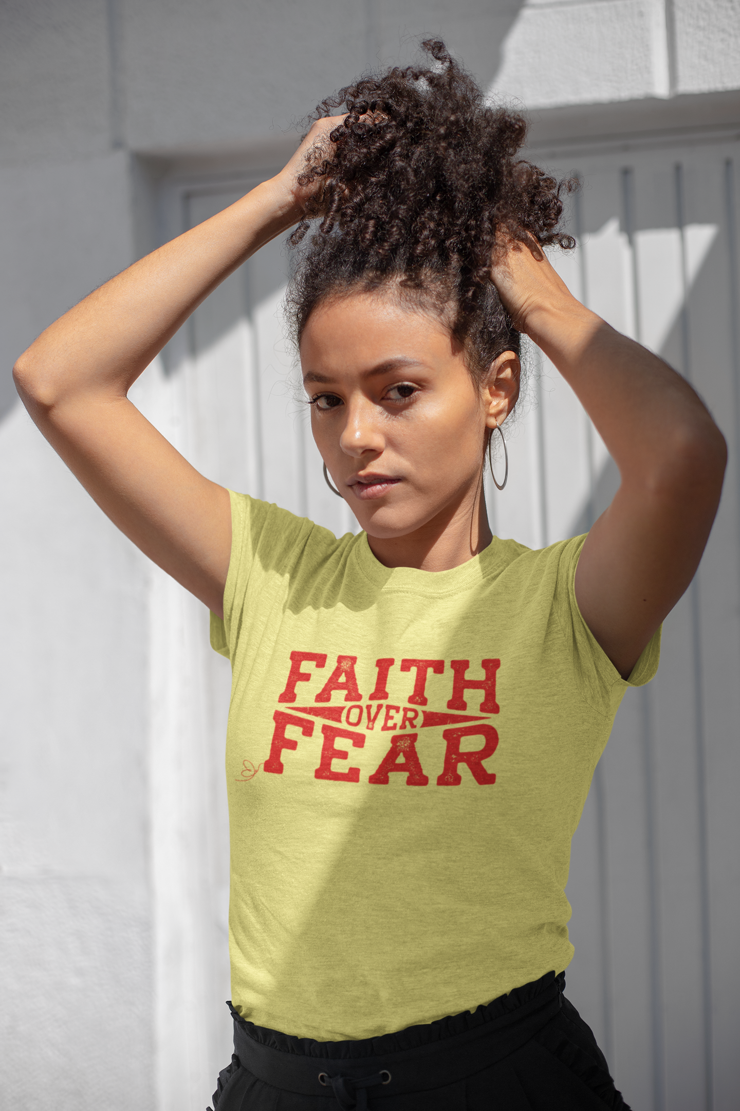 Faith over Fear (red) inspirational tshirt, Christian gift tee, motivational graphic tee, Bible tee, heart health tee